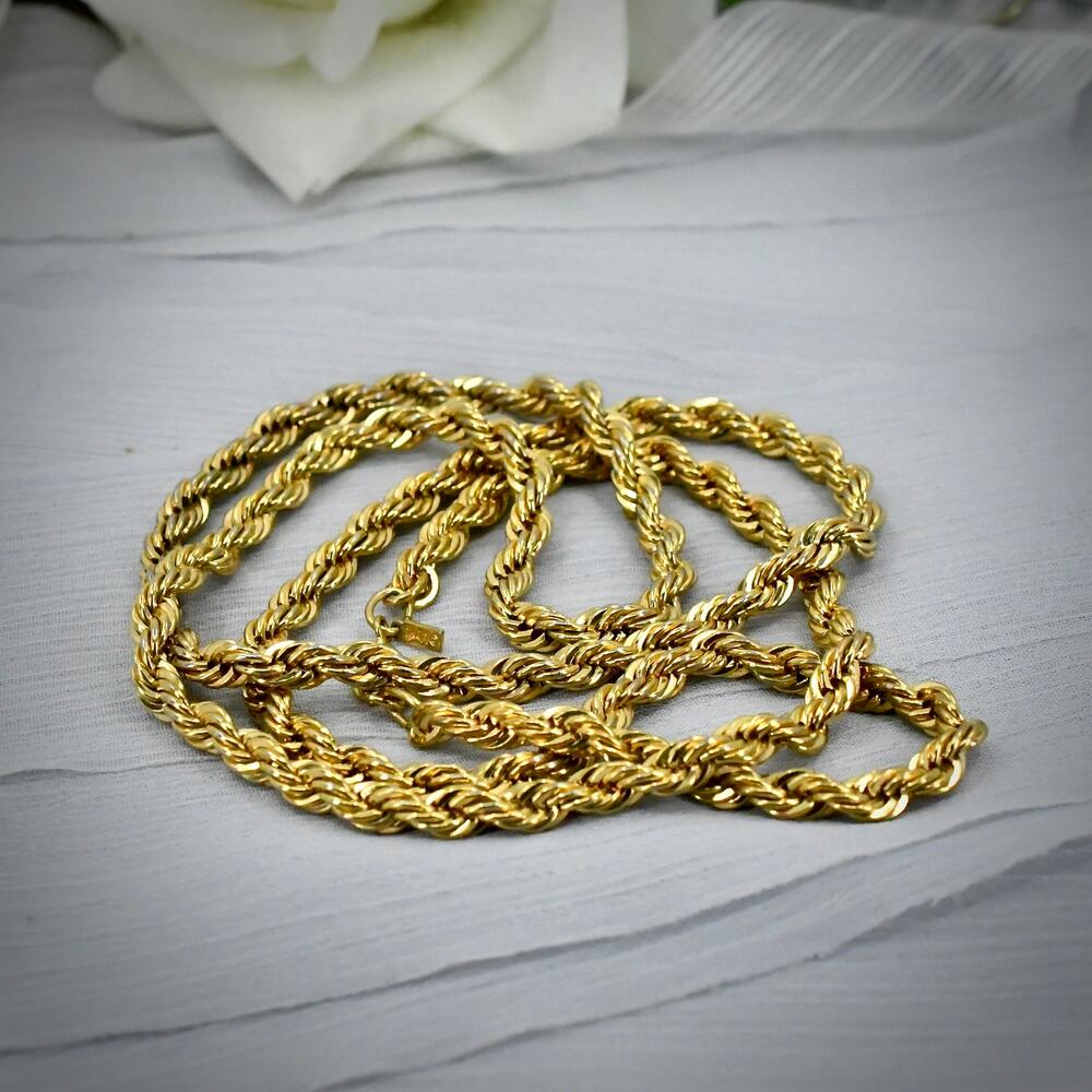 Vintage Monet Gold Tone Rope Chain Necklace 30 Inch Classic Estate